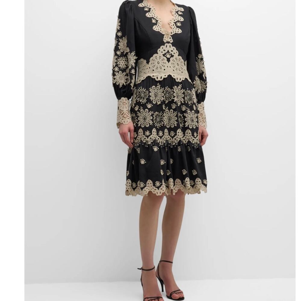 Kobe Halperin Matilda Lace‎ Beaded black dress sz 8 *New with tags*